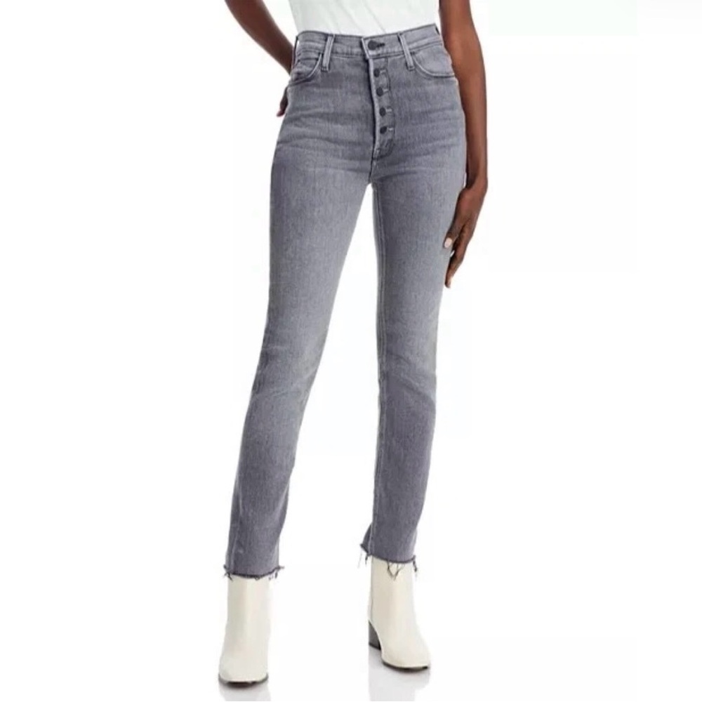 MOTHER Jeans Pixie Dazzler Ankle Fray Digging Up Dirt Gray Size 28